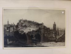 A group of assorted pictures and prints including a lithograph after Sickert and three etchings by