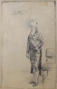 Phil May (1864-1903), pen and ink, Sketch of a standing Georgian gentleman, signed and dated Paris