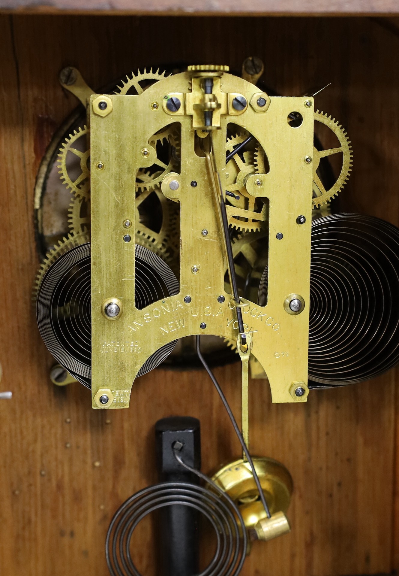An Edwardian mantel clock and an American clock, tallest 38cms high, - Image 3 of 3