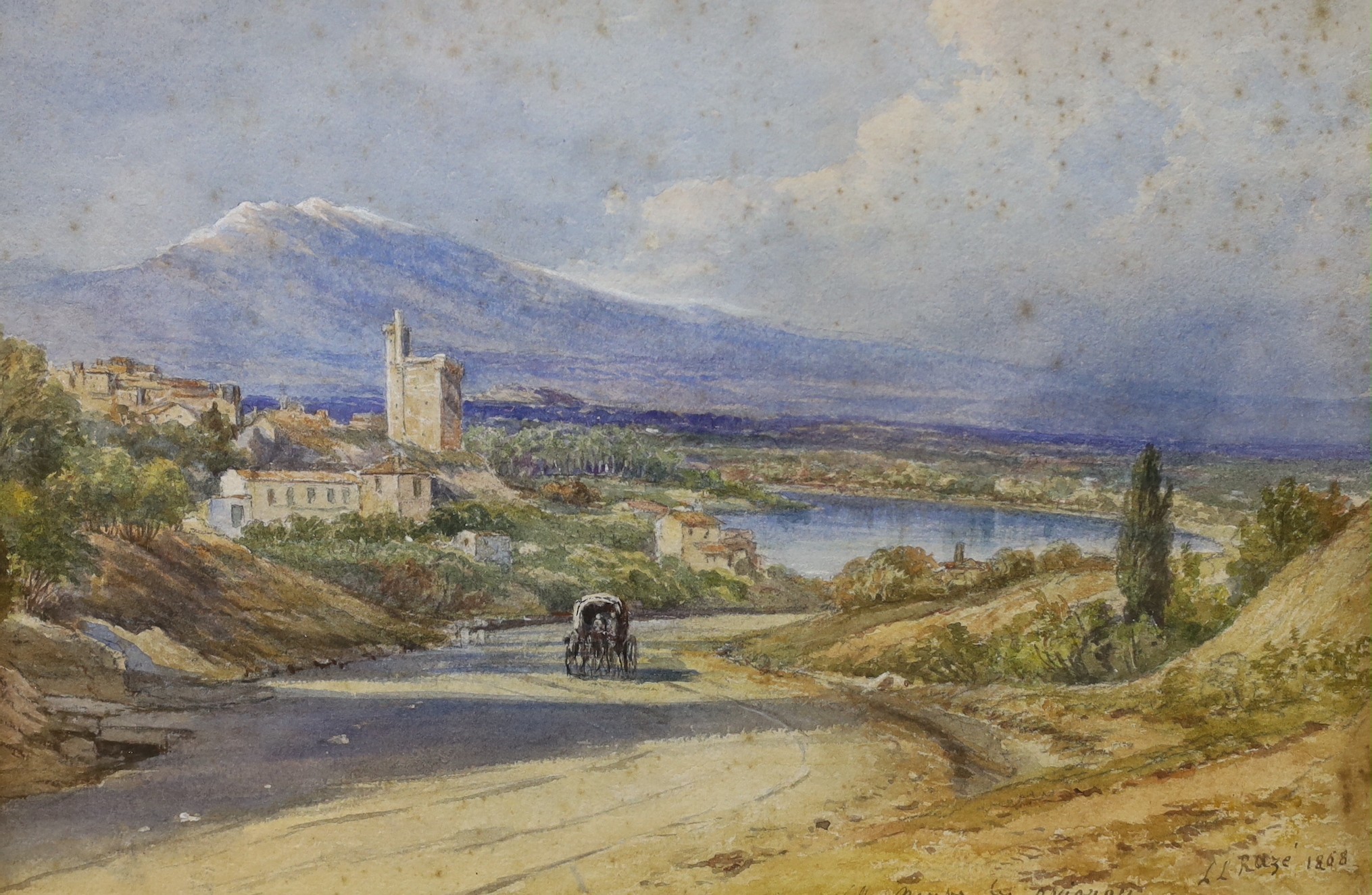 Louis Laurent Razé (1805-1872), two watercolours, 'Near Avignon', signed and dated 1868, 24 x - Image 6 of 6
