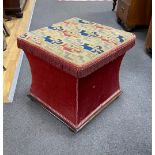 A Victorian tapestry upholstered hinged box seat stool, width 42cm, depth 42cm, height 41cm