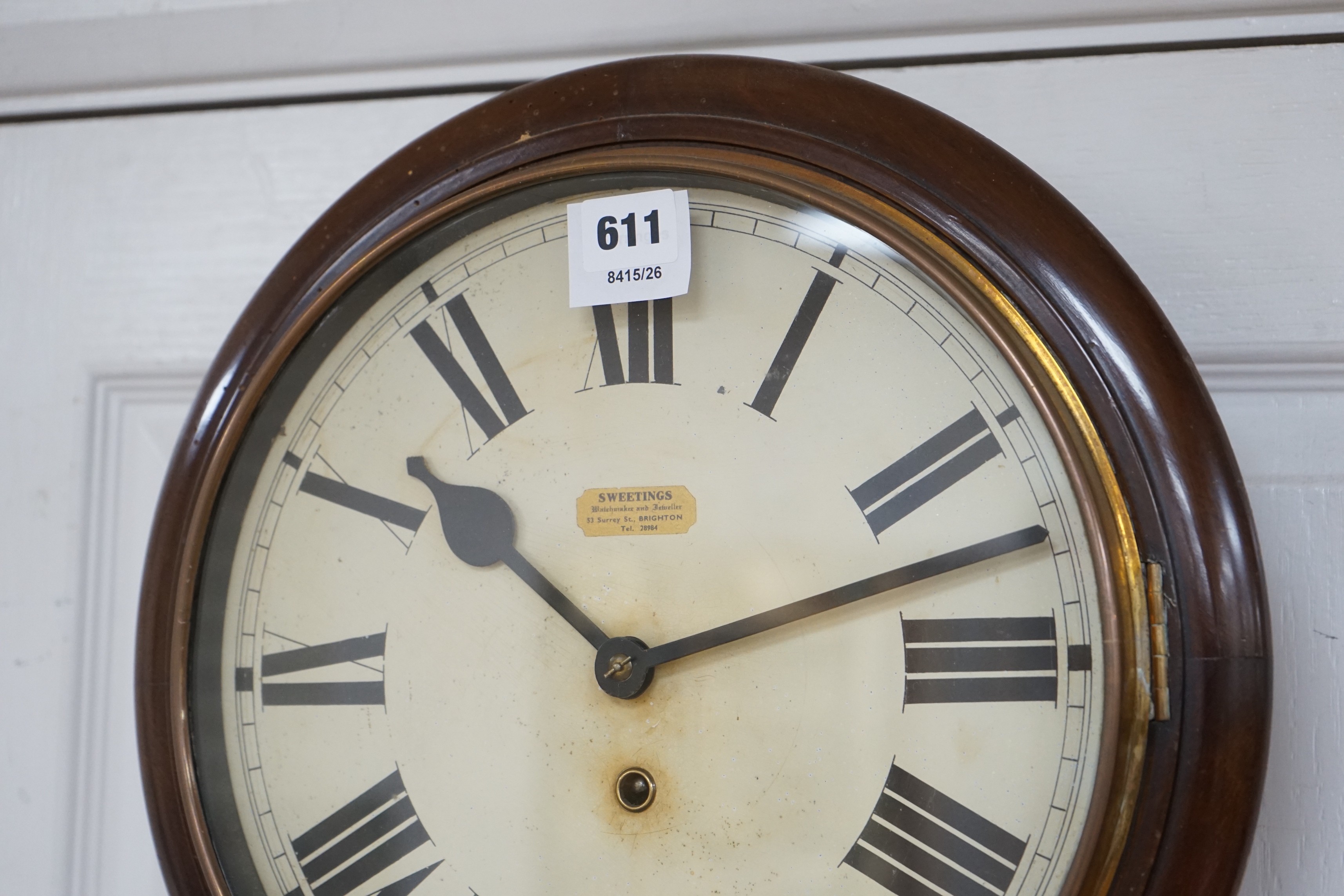 An early 20th century mahogany wall clock, 37cm diameter - Image 2 of 3