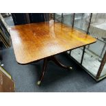 A Regency rectangular oak tilt top dining table, length 110cm, width 94cm, height 72cm