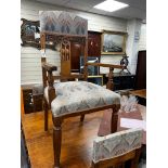 A set of Art Nouveau carved oak dining chairs, one with arms with original Liberty receipt