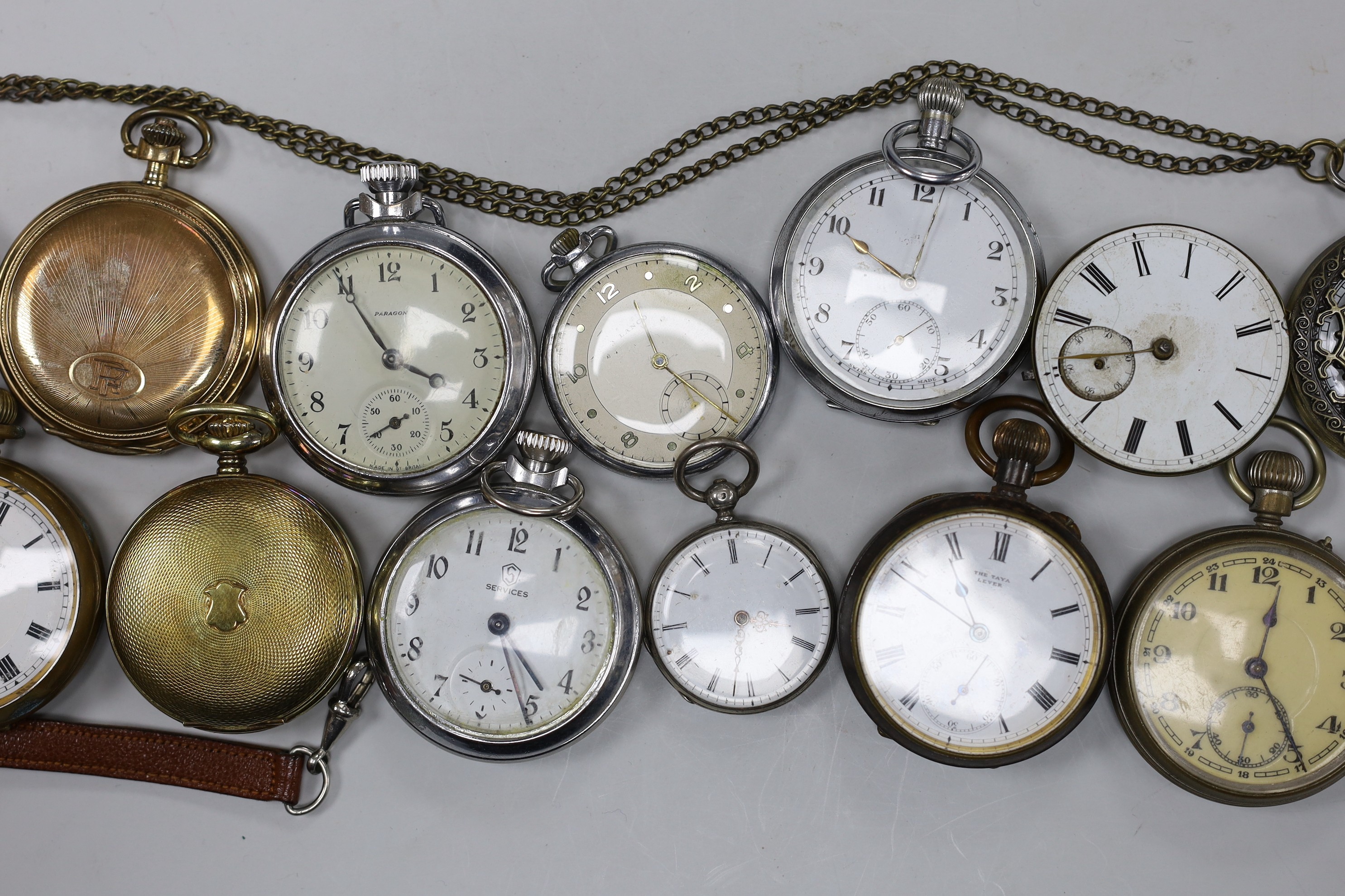 Eighteen assorted base metal pocket watches, including Ingersoll, Lanco and Paragon, some a.f. and a - Image 3 of 6