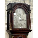 A George III mahogany 8 day longcase clock, the 12in arched silvered dial, marked Charles Bright,