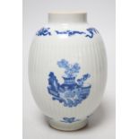 A Chinese blue and white fluted ovoid jar 16cm