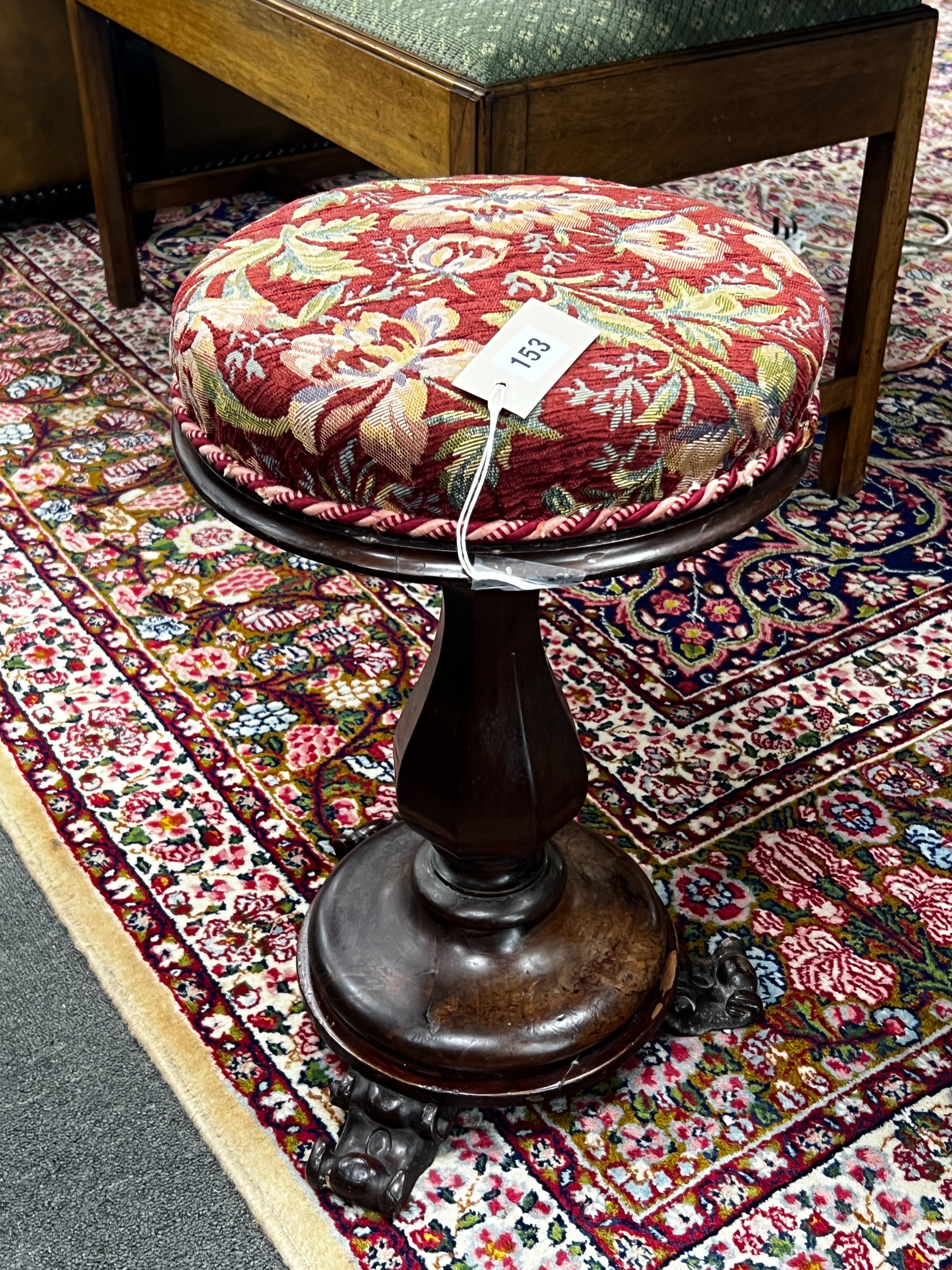 An early Victorian mahogany revolving piano stool - Image 2 of 4