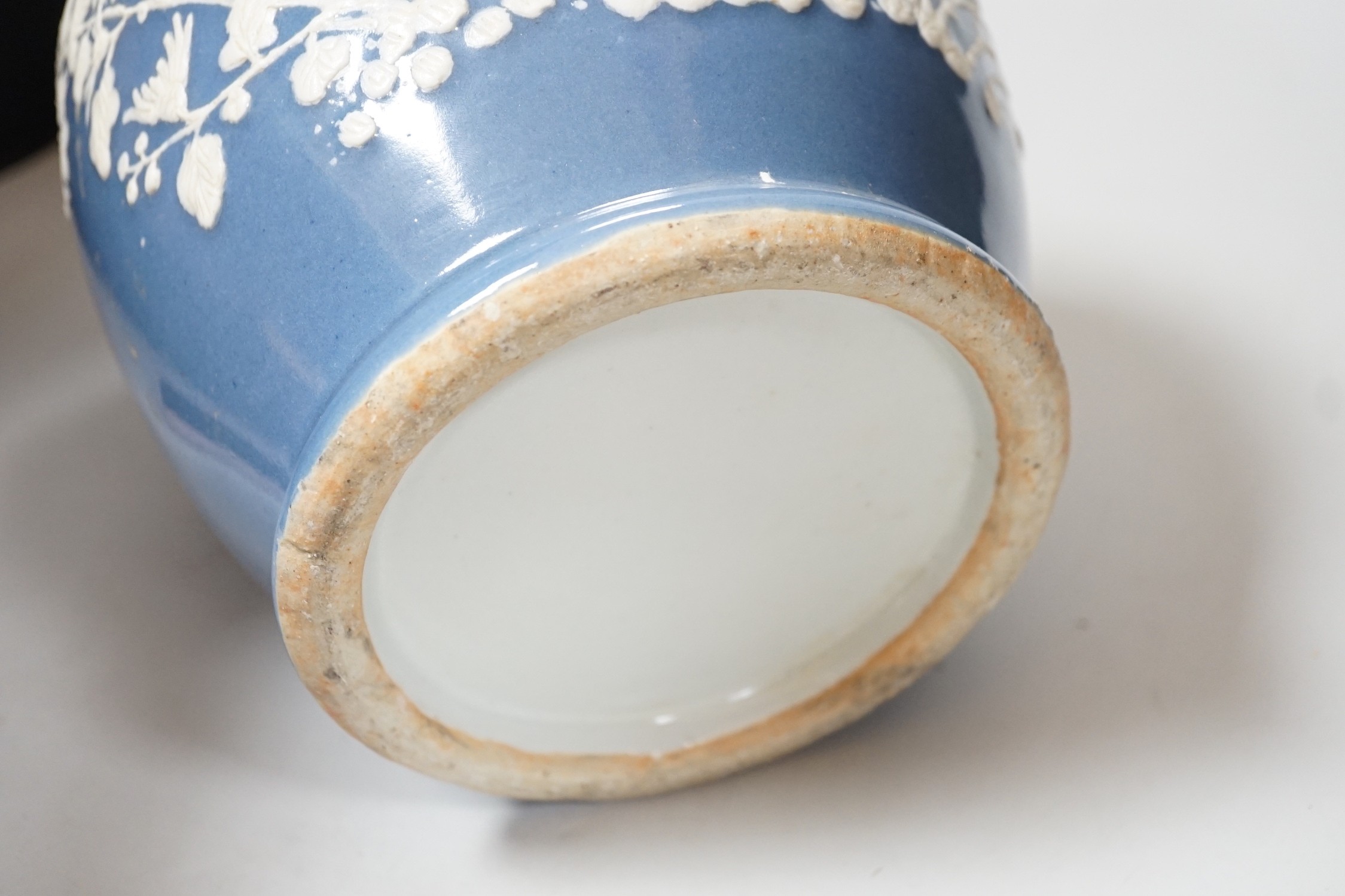 A Chinese slip-decorated blue glazed vase, 40cm - Image 6 of 7