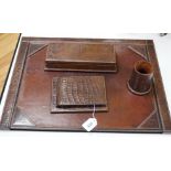 A 1960-70's Gucci crocodile effect leather desk set