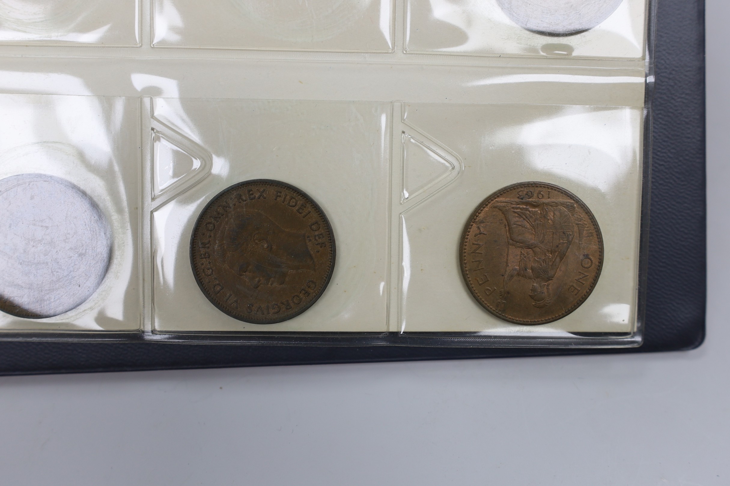 Two albums of UK coins, George III to George VI to include 1921 to 1946 halfcrowns, 1807 penny VF, - Image 5 of 10