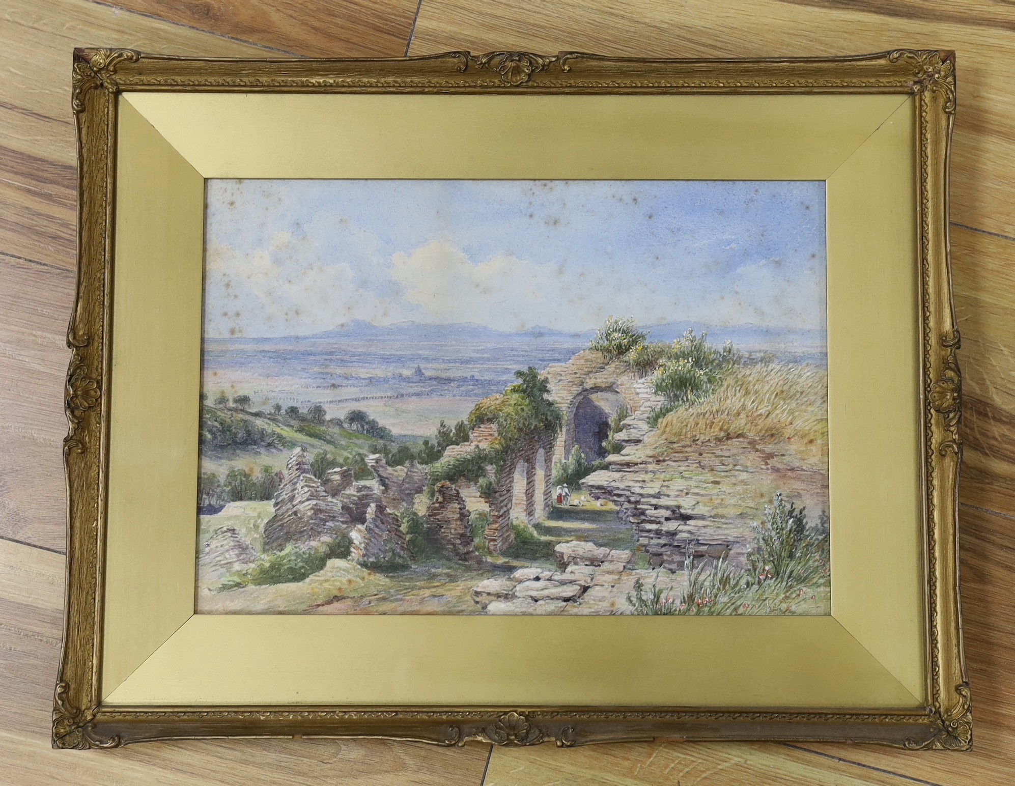 Louis Laurent Razé (1805-1872), watercolour, 'Ruins in a landscape', 25 x 35cm - Image 2 of 4