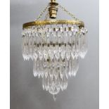A pair of cut glass lustre drop chandeliers