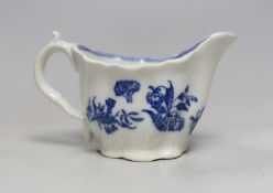 An 18th century Caughley Low Chelsea ewer printed with flowers,6.5 cms high