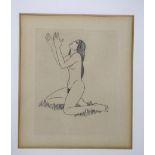 Eric Gill (1882-1940), wood engraving, 'Naked Girl on Grass', see reference - Engravings by Eric