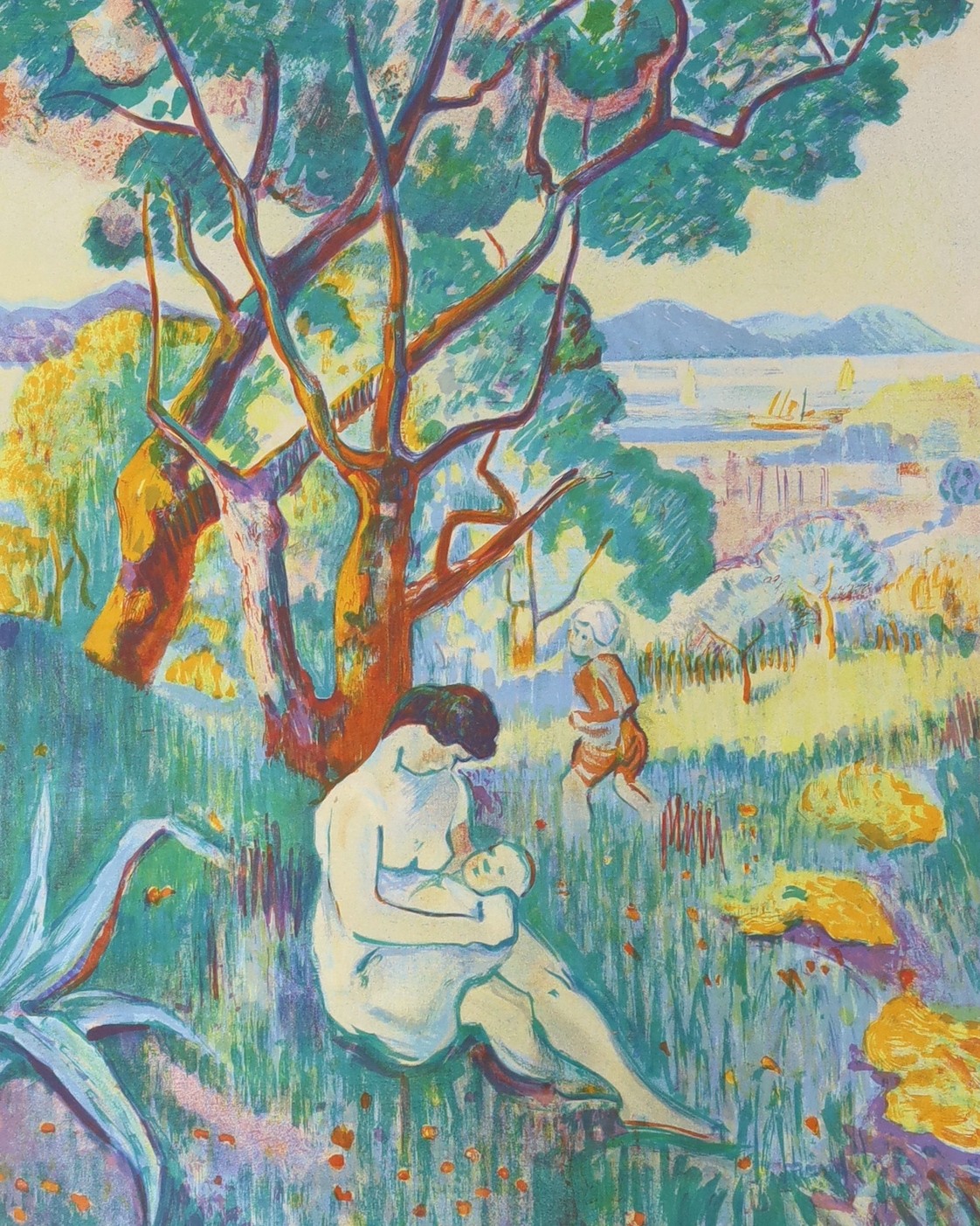 Henri Charles Manguin (1874-1949), colour lithograph, 'Saint-Tropez, view from the villa Demiere',