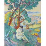 Henri Charles Manguin (1874-1949), colour lithograph, 'Saint-Tropez, view from the villa Demiere',