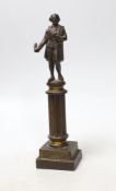 A bronze of Shakespeare on a column, 20cms high