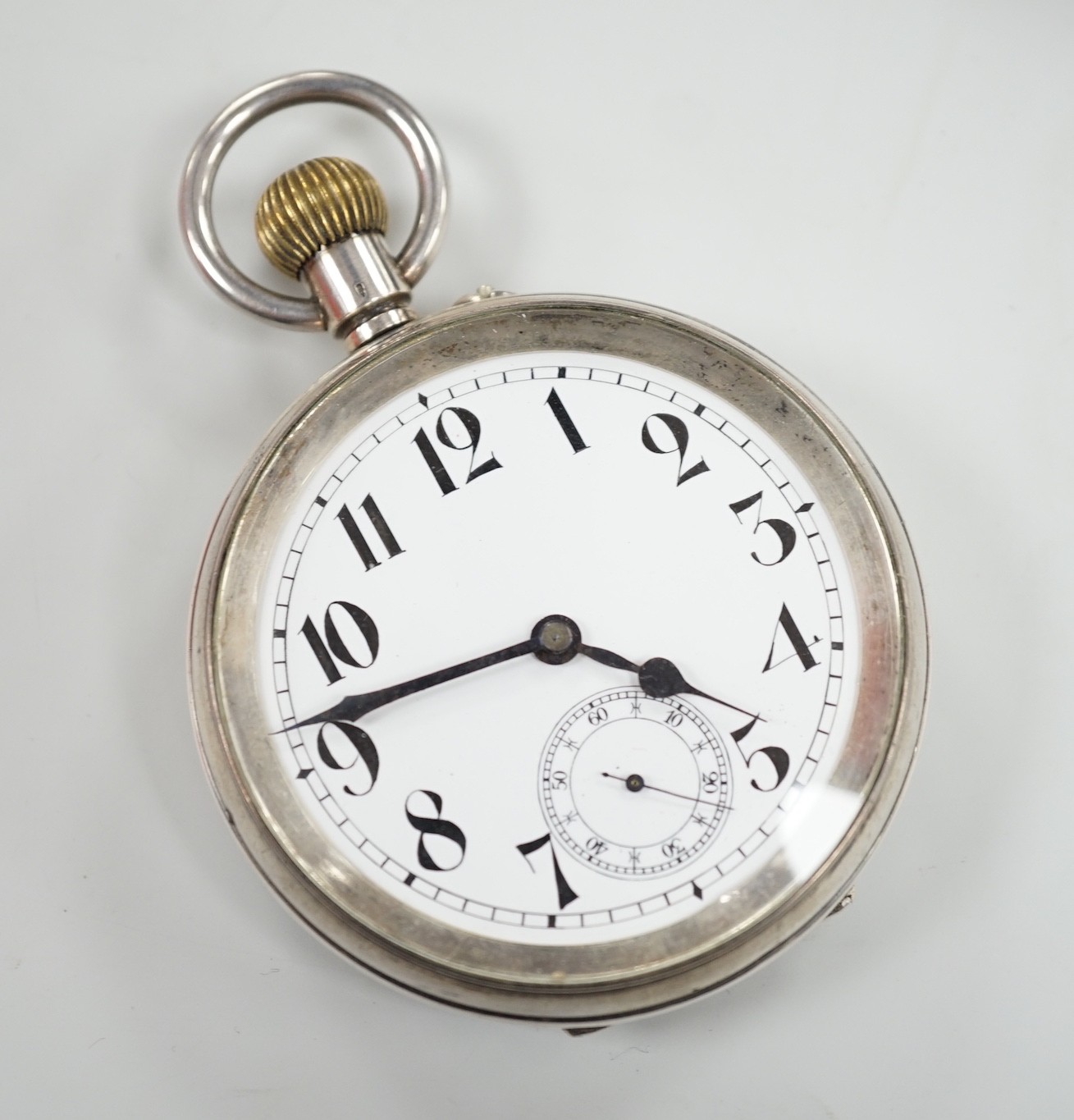 A tortoiseshell mounted travelling watch case, containing a Swiss white metal pocket watch, case - Image 4 of 4