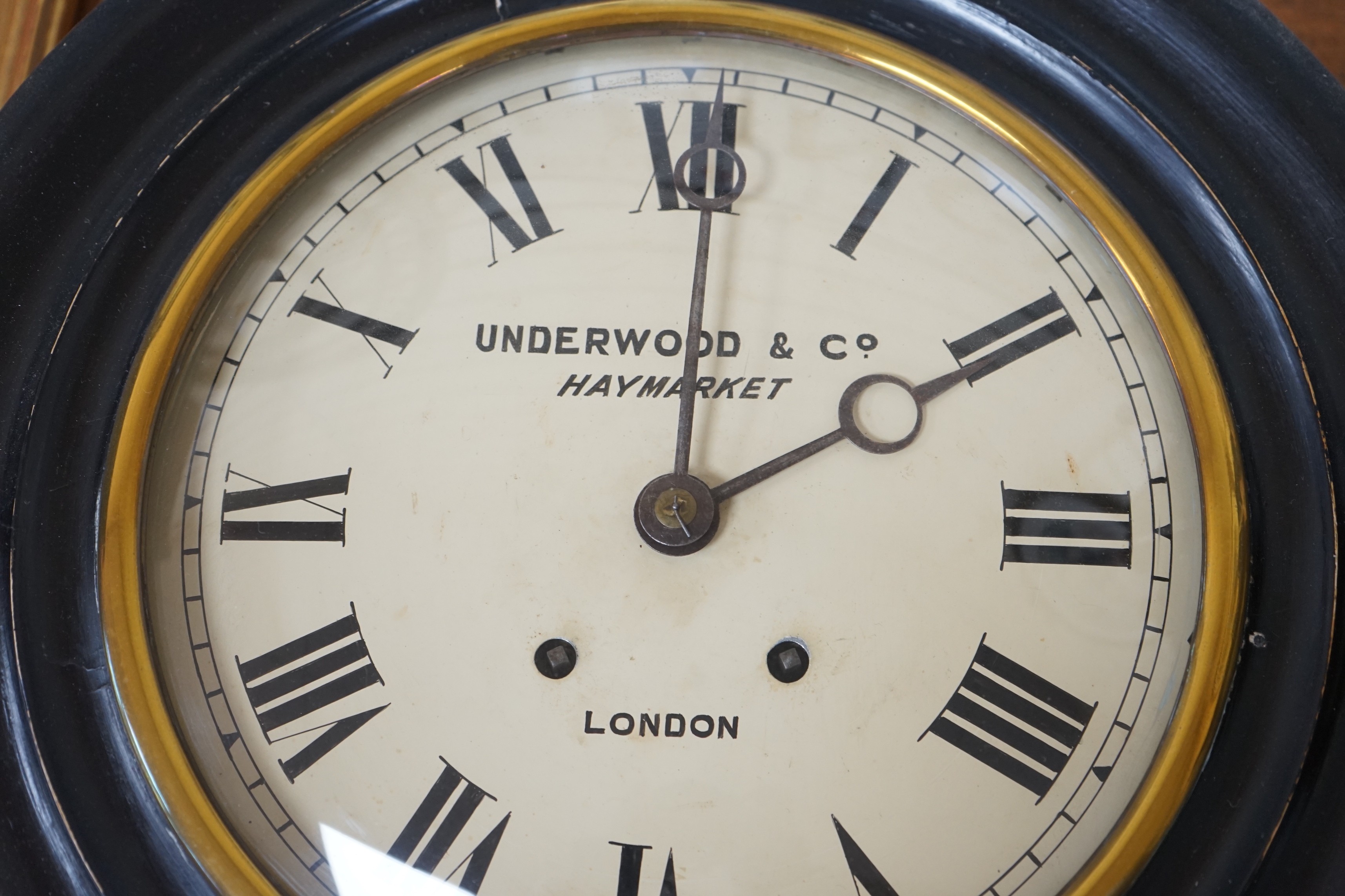 An Underwood & Company, Haymarket wall clock, 37cm diameter - Image 2 of 3