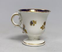 A Caughley rare ice or sorbet cup decorated in blue and gilt, S mark. 6cm tall
