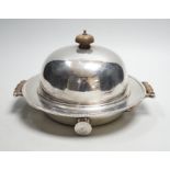 A George V silver circular two handled warming dish and cloche, by J. Parkes & Co, London, 1930,