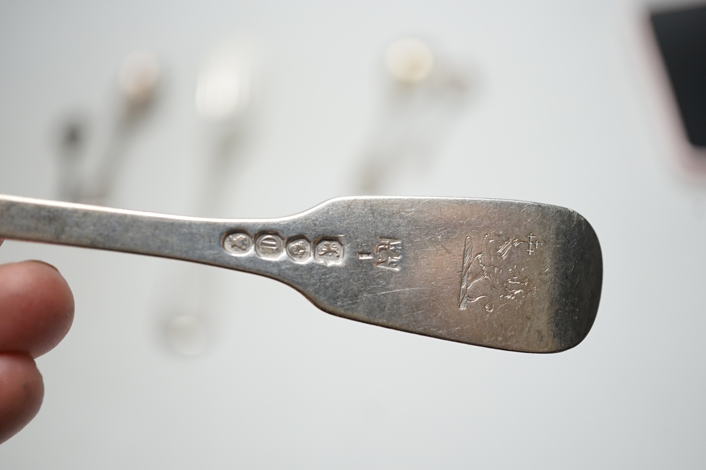 A set of six Victorian silver fiddle pattern tablespoons, William Eaton, London, 1841, a set of - Image 4 of 5