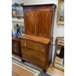 A George III mahogany secretaire cabinet, width 108cm, depth 56cm, height 213cm