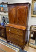 A George III mahogany secretaire cabinet, width 108cm, depth 56cm, height 213cm