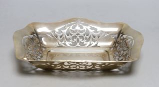 A George V pierced silver shapes rectangular fruit bowl, Viners Ltd, Sheffield, 1932, 28.2cm, 11.