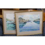 Busser, two watercolours, 'Cala Figuera, Mallorca', signed and dated 1958, 50 x 64cm