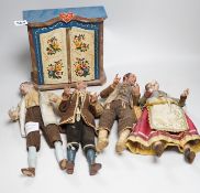 Four 18th/19th century Neapolitan painted wood or terracotta crèche figures, tallest 31.5cm and a