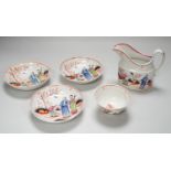 A group of New Hall porcelain boy and butterfly pattern 421 teawares, c.1800