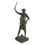 Emile Louis Picault (1833-1915). A French bronze figure 'Per Laborem' modelled as a classical