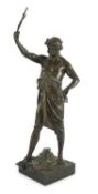 Emile Louis Picault (1833-1915). A French bronze figure 'Per Laborem' modelled as a classical