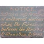 A 19th century 'swimming' and 'bathing' sign. 44 x 61cm
