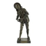 Eutrope Bouret (French, 1833-1906). A bronze figure of 'Figaro', standing playing a mandolin, signed