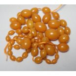A reconstituted amber bead necklace.