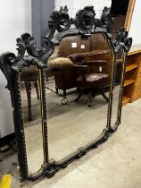 A Victorian later painted triple plate overmantel mirror, width 137cm, height 136cm