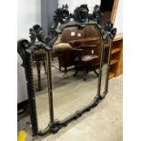 A Victorian later painted triple plate overmantel mirror, width 137cm, height 136cm