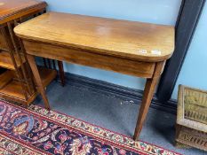 A George III mahogany card table, width 91cm, depth 45cm, height 73cm