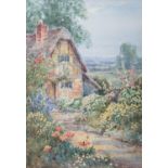 Teresa Sylvester Stannard (1898-1947), watercolour, A cottage garden, signed, 25 x 18cm