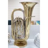 A Boosey & Co. tuba mounted as a table lamp 78cm