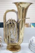 A Boosey & Co. tuba mounted as a table lamp 78cm