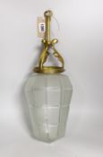 A brass and glass light lantern, 43cm tall