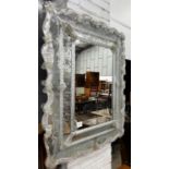 A Venetian engraved glass wall mirror, width 80cm, height 100cm