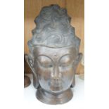 A Chinese bronze head of Buddha, 34cm