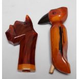 Two butterscotch amber phenolic Bakelite umbrella handles