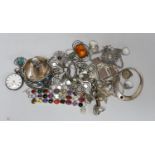 A quantity of assorted silver and white metal jewellery etc. including albert chain with pocket