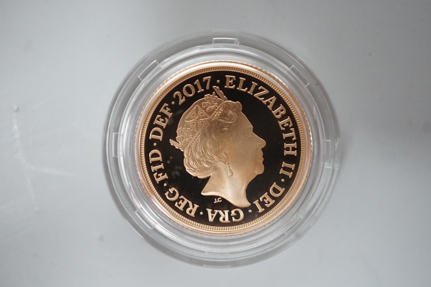 An Elizabeth II 2017 UK Pistrucci Bicentenary Gold Proof Sovereign, with box and certificate. - Image 2 of 2